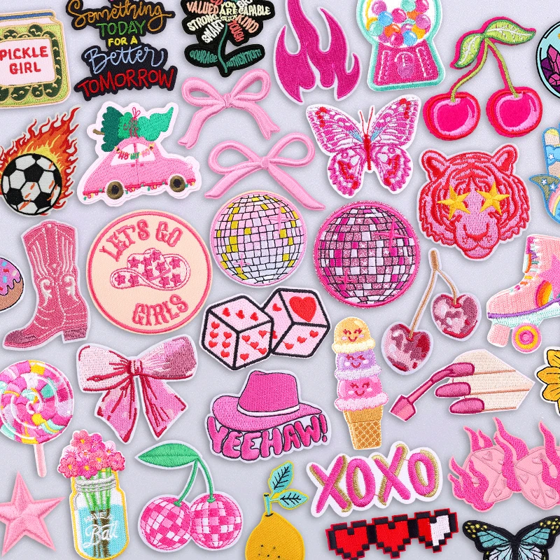 Розовый-диско-шар-нашивка-с-вышивкой-в-виде-пастушки-милый-мультяшный-дизайн-для-джинсовой-куртки-праздничная-одежда-кавайные-значки-на-западной-тематике