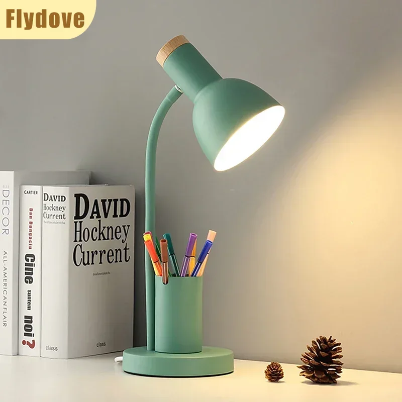 

Nordic Ins Style Minimalist Pen Holder Desk Lamp Creative Office Dormitory Bedroom LED Student Eye Protection Reading Desk Lamp