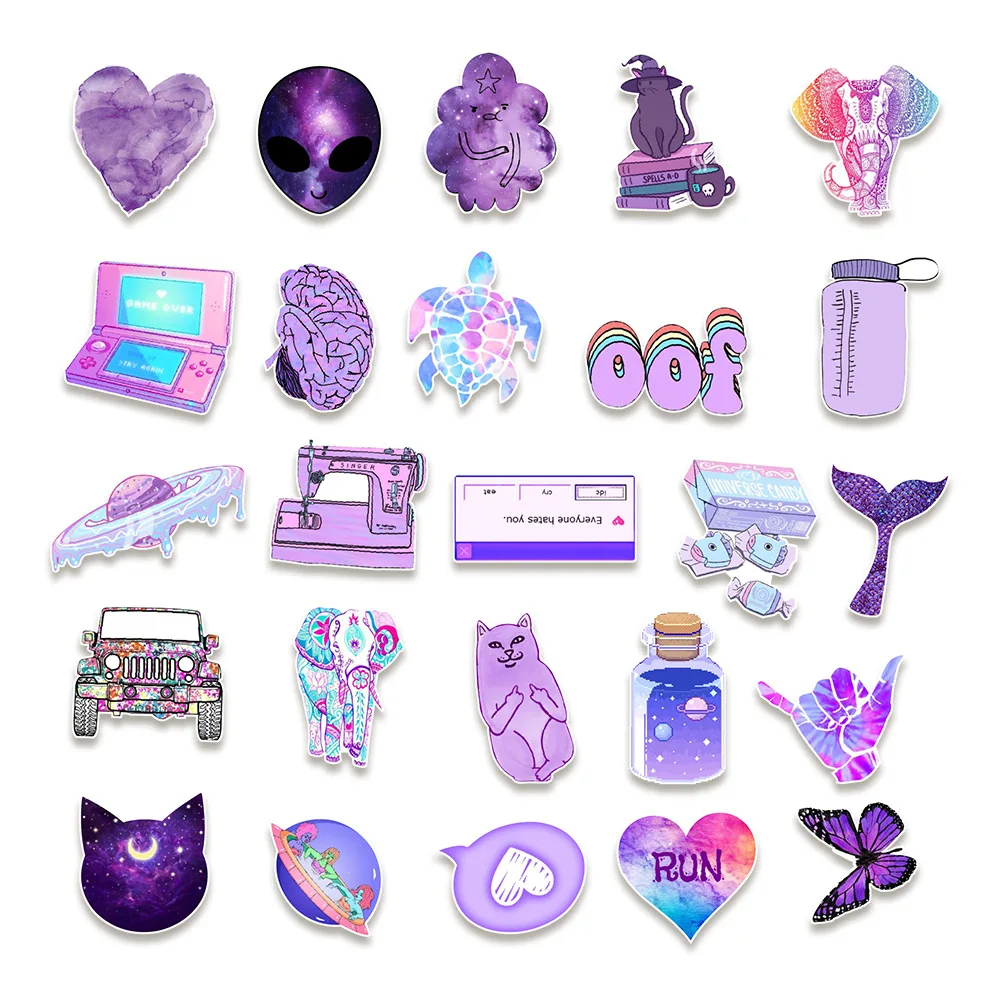 10/30/50PCS Purple VSCO Cool Gifts Stickers Toys Graffiti Diary Trolley Case Laptop Water Cup Waterproof Ipad Stickers Wholesale