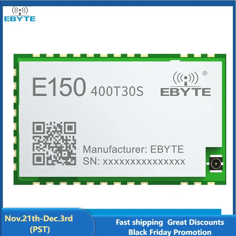 LoRa Module 410.125～493.125MHz EBYTE E150-400T30S 30dBm IPEX 10km Modbus RTU Build-in PA+LNA 4 Input DI/Output DO UART Module