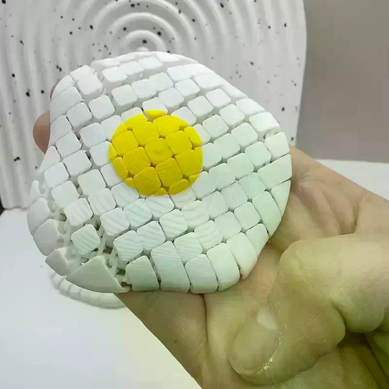 Articulated Joints Omelette Fidget Toy Fried Egg Desktop Creative Ornament Gift Stress Relief Soft Toy Home Decor 3D Printed