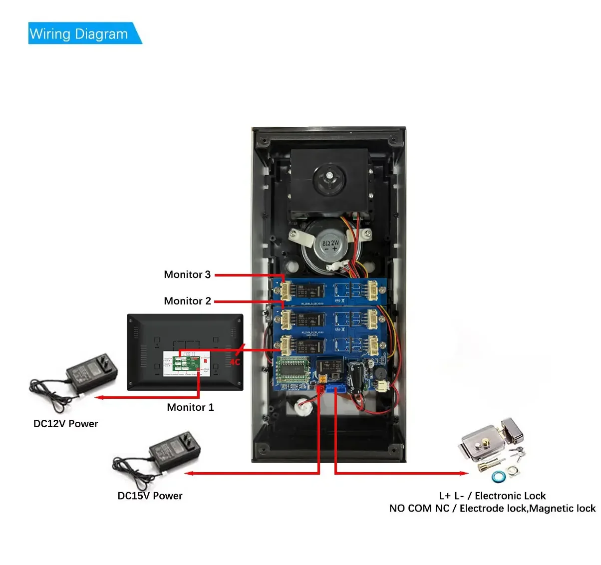 ANJIELO 1080P 3-وحدة شقة إنترفون جرس باب يتضمن شاشة عرض فيديو مع بطاقة RFID فتح 4 السلكية فيديو باب نظام الهاتف TUYA الذكية #5