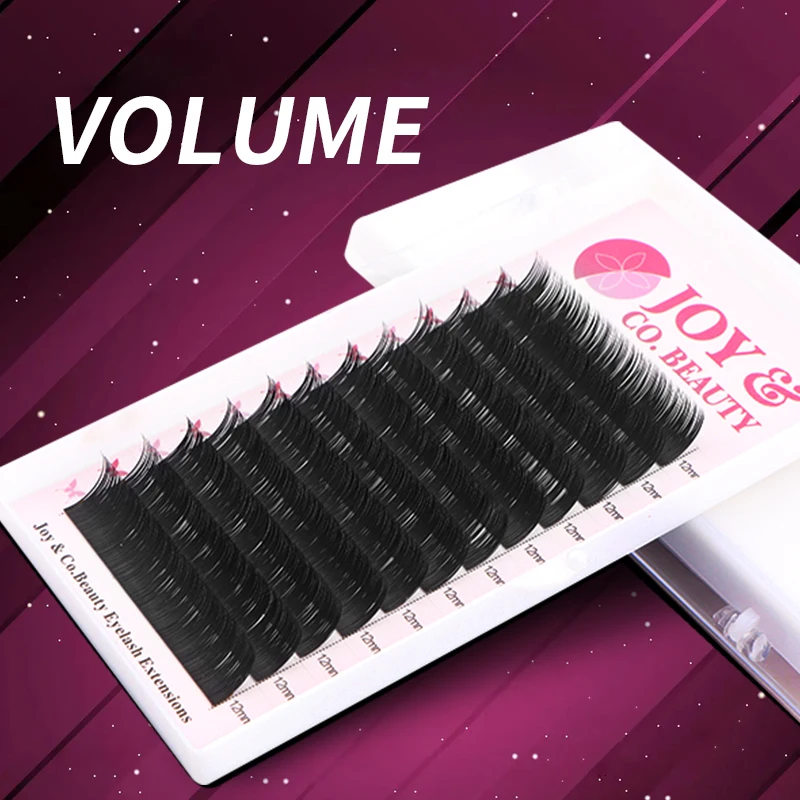 JoyCo Eyelash Extension 12Rows Korea PBT C/CC/D/DD Individual Supplies Professional Natural Faux Mink Russian Volume Eyelashes