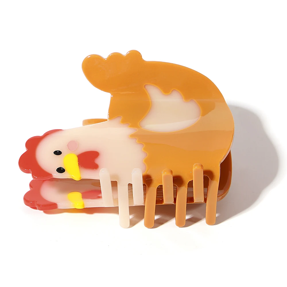 

AENSOA Chic Cartoon Chicken Shape Grabber Personality New Cute Animal Hairpins Pieced Acrylic Acetate Women's Hair Accessories