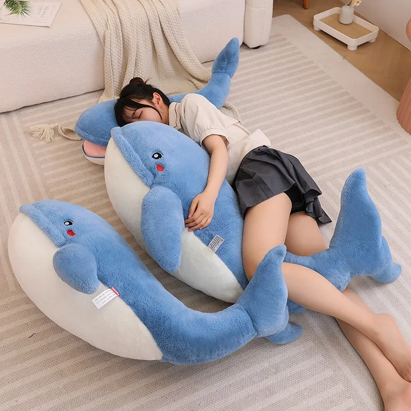 75cm-115cm Cute Big Mouth Shark Plush Toy Soft Stuffed Whale Animal Reading Pillow for Birthday Gifts Cushion Doll Gift