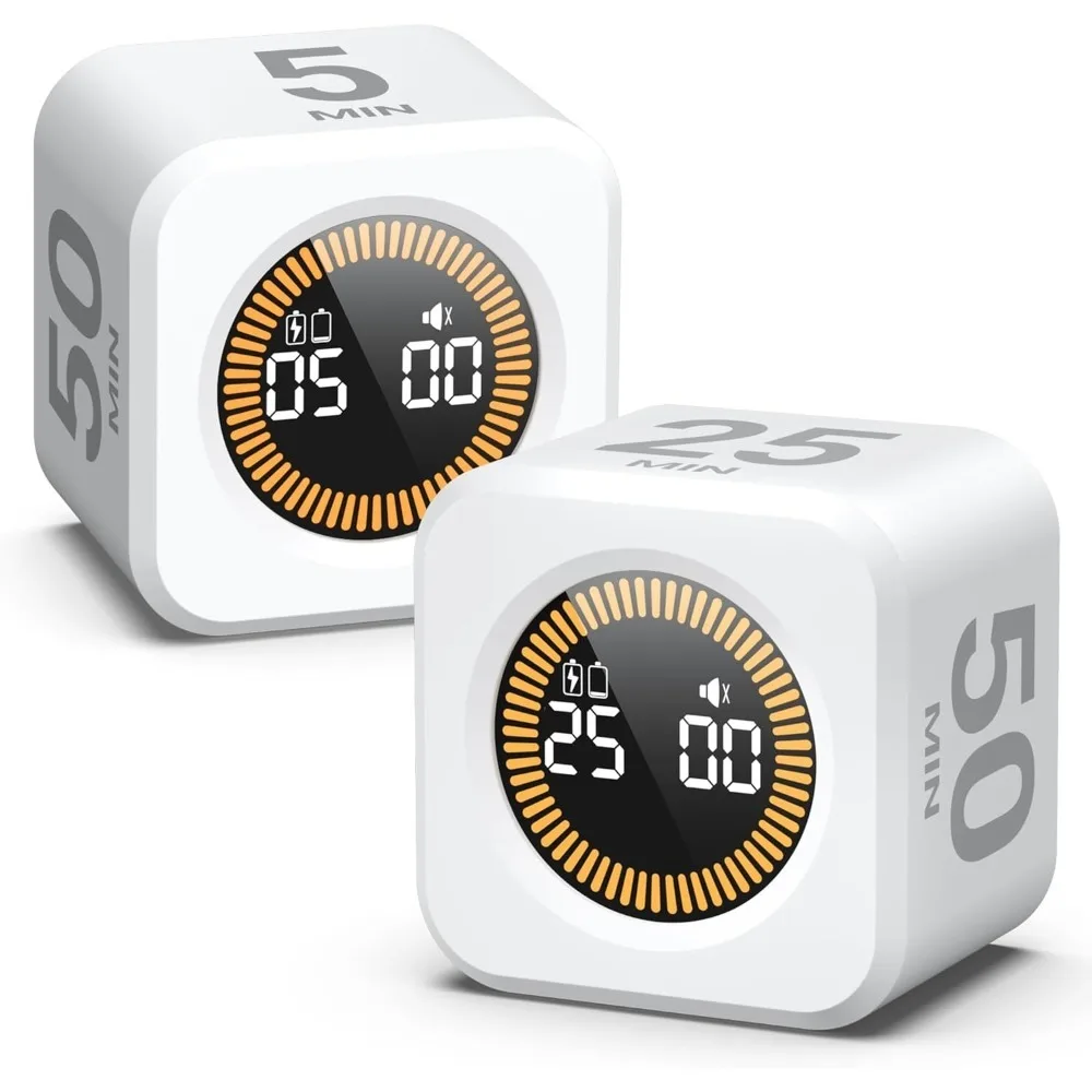 Productivity Timer Productivity Cube Timer Gravity Sensor LED Display 4 Preset Time Kids Time Management Kitchen Countdown Timer