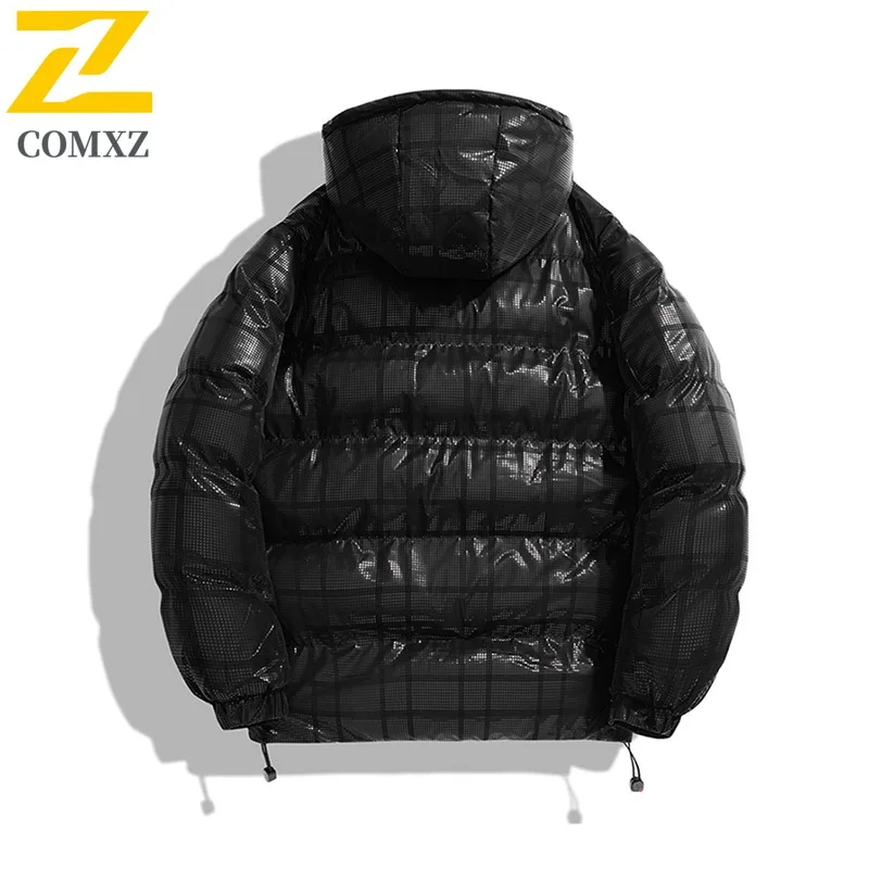 COMXZ Men Cotton Padded Jacket Warm Big Size Hooded Thickened Winter Jacket Fashion Streetwear Parker Coat Casual Street Outfits