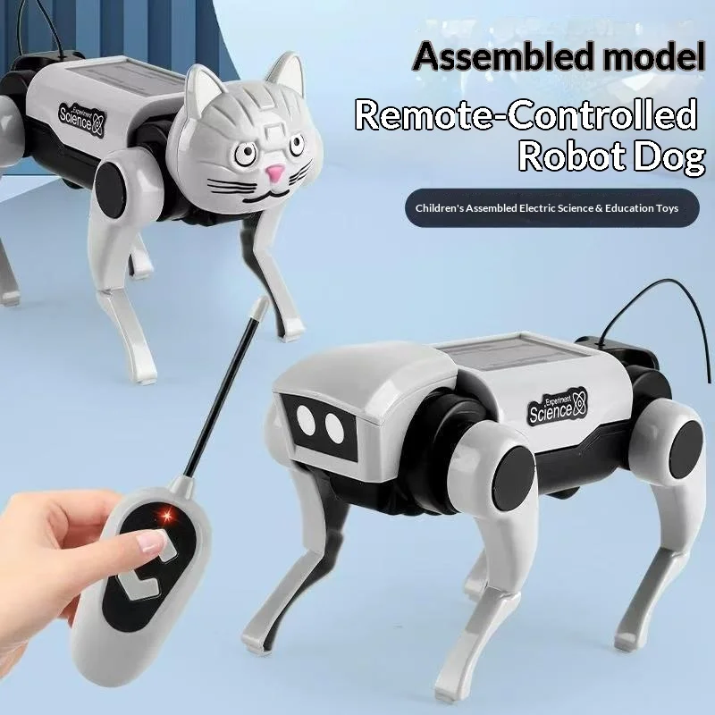 Brinquedo Mecânico DIY de Robô Gato/Cachorro Andante com Controle Remoto, Montável, Educacional e de Aprendizagem Prática para Meninos e Crianças