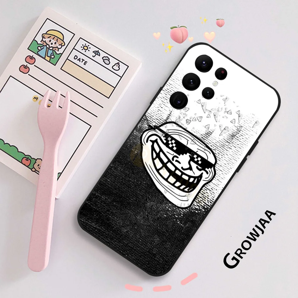 Troll Face Meme Phone Case for Samsung Galaxy S24 Ultra S22 S23 Ultra S21 S20 5G Protective Silicone TPU Funda