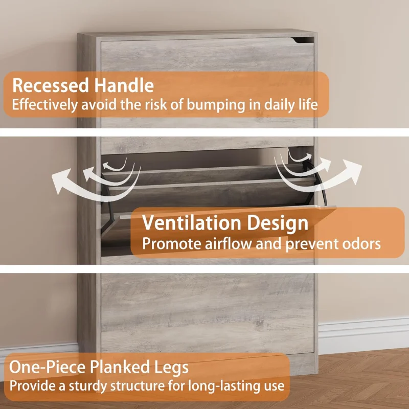 خزانة تخزين الأحذية، منظم أحذية خشبي للمدخل مع 3 أدراج قابلة للطي، رف أحذية قائم بذاته مع رف قابل للتعديل، ضيق #6