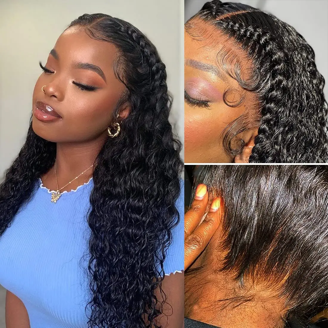 Deep Wave 360  Lace Frontal Wig Brazilian Human Hair Wigs Curly 13x6 Lace Front Wigs For Women