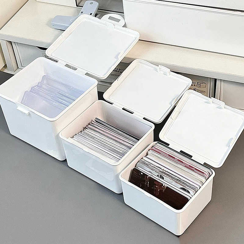 Korean Acrylic Storage Box Card Korean Photocard Storage Box Photo Card Organizer Compartment Flip-top Storage Box