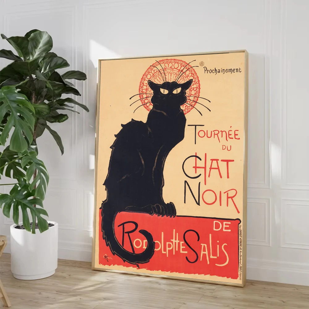خمر لو تشات نوير القط الأسود 1896 القط الأسود ملهى الحيوان الفن الملصقات حائط لوح رسم يطبع صور لغرفة ديكور المنزل #2