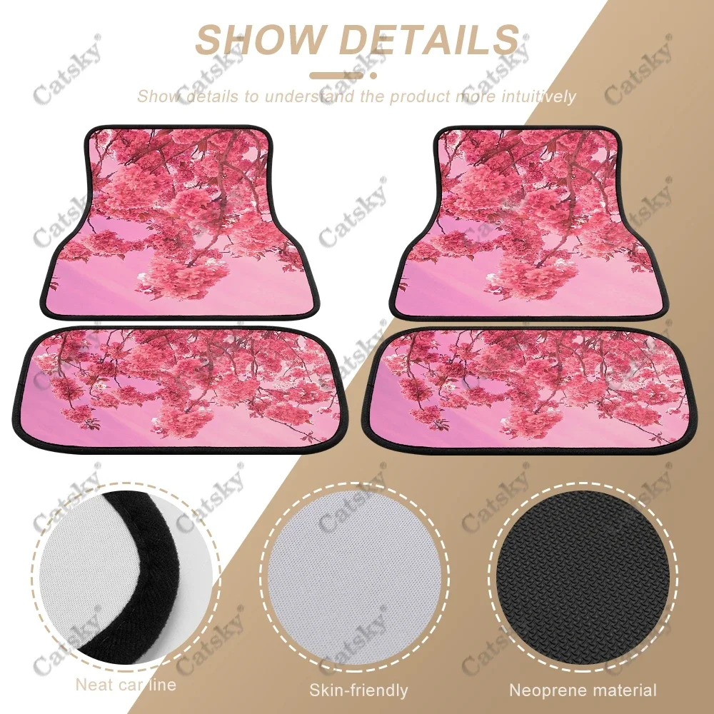Cherry Blossom Car floor mats 4-piece set front and rear carpet stain-resistant complete set suitable for SUV truck interior