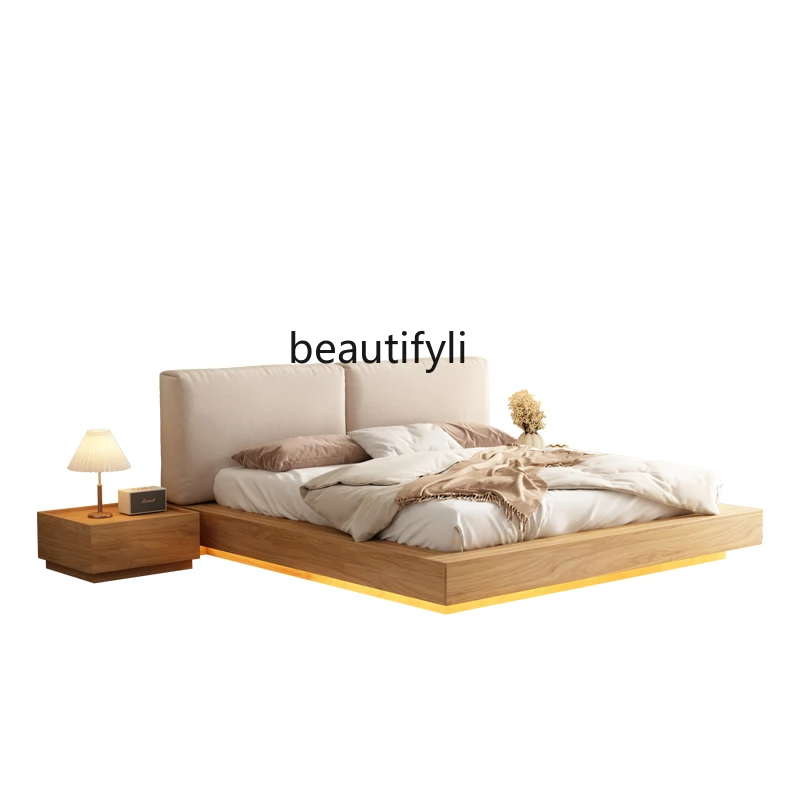 Nordic Modern Minimalist Japanese Style Tatami Double 1.8 Bed B & B Silent Cream Trundle Bed Floor