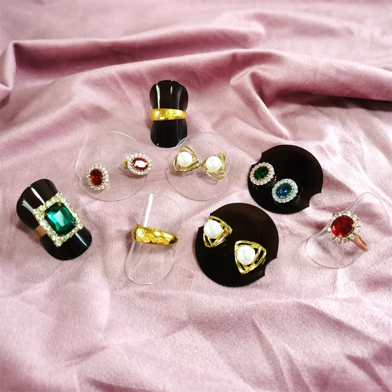 

Transparent And Black Plastic Ring Display Sheet Jewelry Storage Display Stand With Holes Ring Display Jewelry Storage Rack