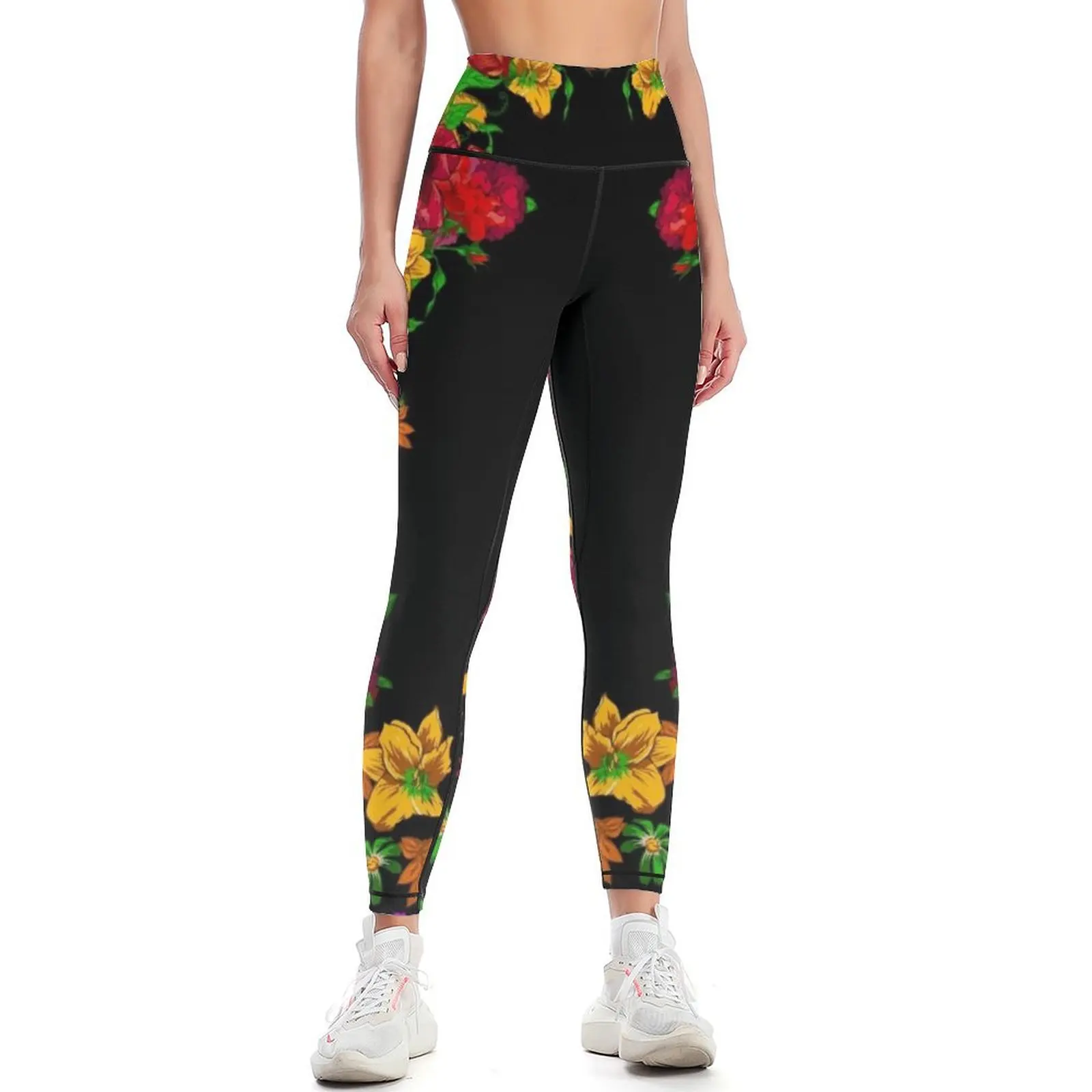 

Day of the dead sugar skull with flower Leggings legings for fitness for physical joggers for Womens Leggings