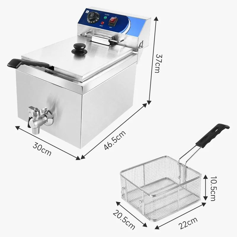SucceB- Commercial Deep Fryer Electric Countertop Fryer with Basket 10L Stainless Steel Single Oil Fryer w/Time&Temp Control