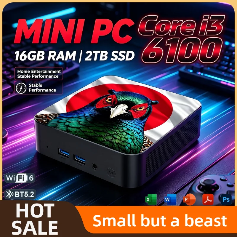インテル-i3-6100-ミニpc-16gb-ram-2tb-nvme-ssd-トリプル4k-hdmi-wifi6-高効率冷却-コンパクト-ホームオフィス-ミニコンピューター-ホストスピード
