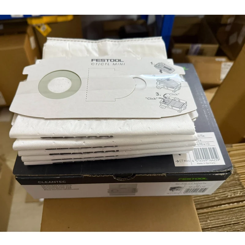 FESTOOL 498410 Filter Bags, 5-Pack Self-Cleaning Dust Extractor Bags for CT 22/CT 33 Series Vacuums