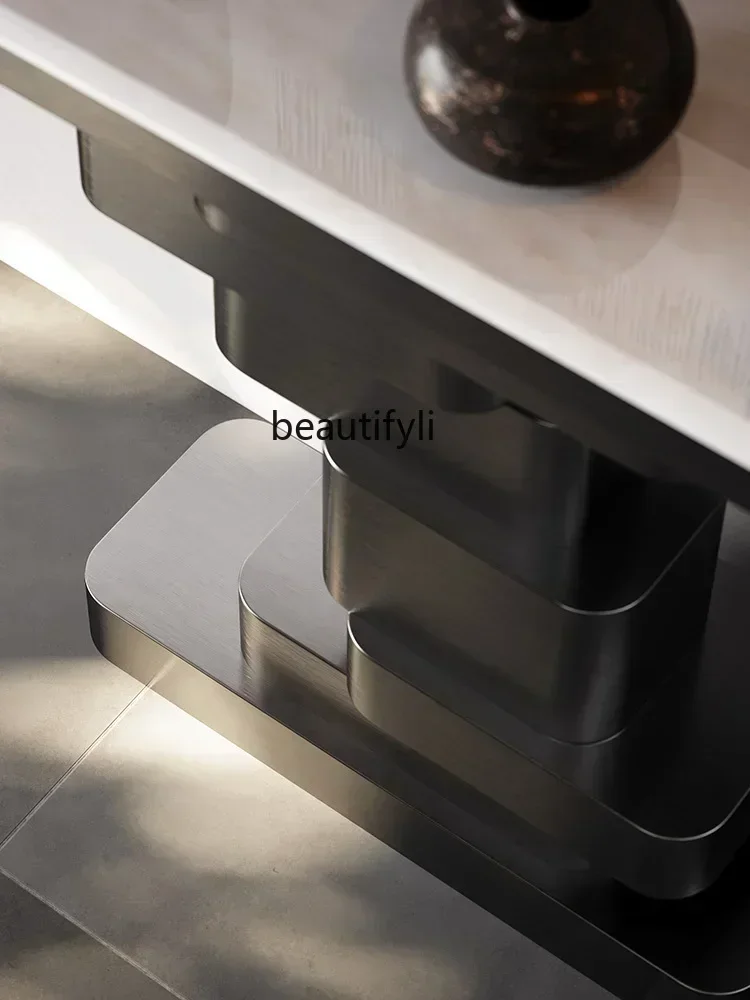 

smt7486 new lt Light luxury entrance table High-end walnut entrance end table Natural marble minimalist entrance table ss 7486