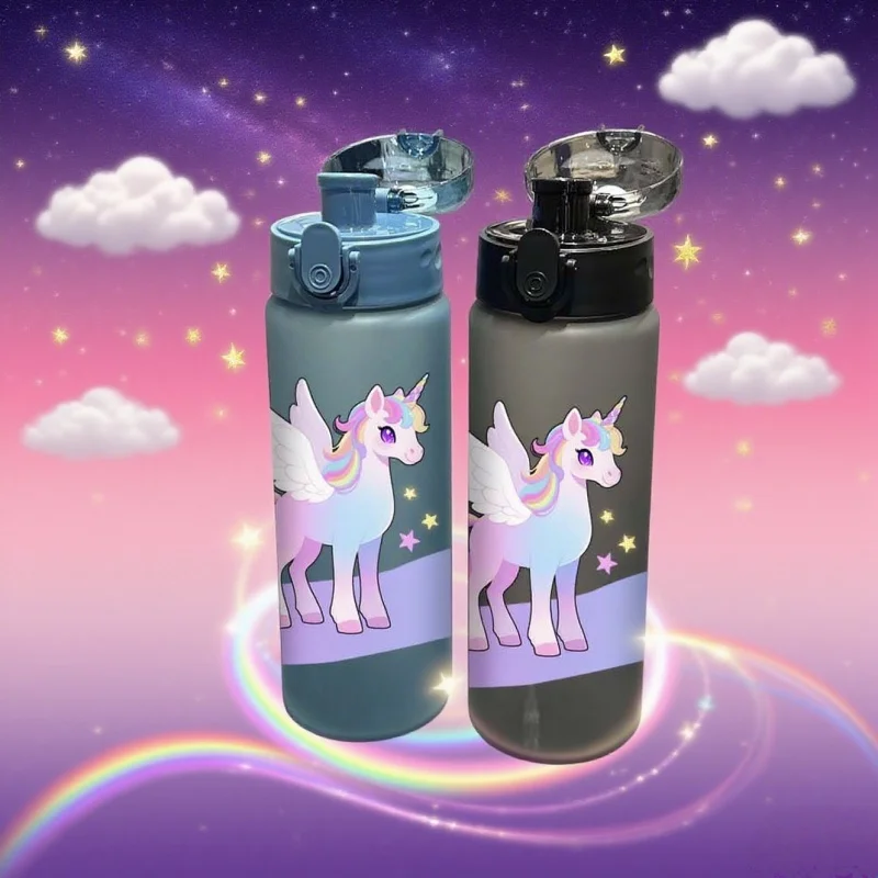 3D Printed 780ml Unicorn Patterns Water Cup with Hand Outdoor Water Bottle,PVC-Free, Leak-Proof, Matte Finish Fade-Resistant