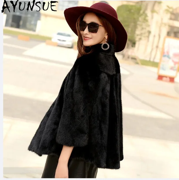 

Шуба из натурального меха норки AYUSNUE, женская зимняя одежда, теплая женская шуба 2026, с воротником-стойкой, новинка среди шуб, цельная норковая шуба женская