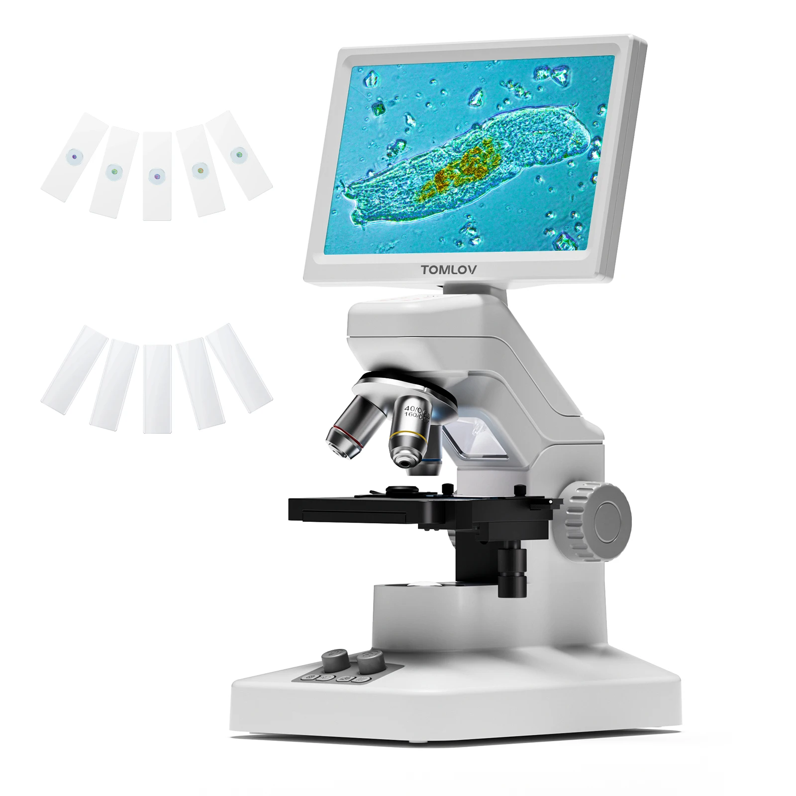 TOMLOV Microscope composé optique biologique professionnel 301 Max Microscope à trois trous amélioré pour laboratoire scolaire pour enfants