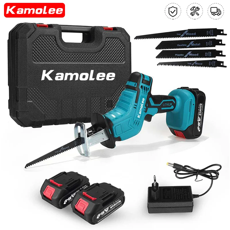 Kamolee 브러시리스 무선 전기 왕복 톱, 가변 속도 금속 목재 커터 도구, Makita 18V 배터리, 3600W 12000SPM 