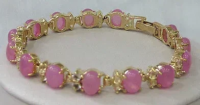 Fine 100% Natural pink jade bracelet AAA 7.5inch