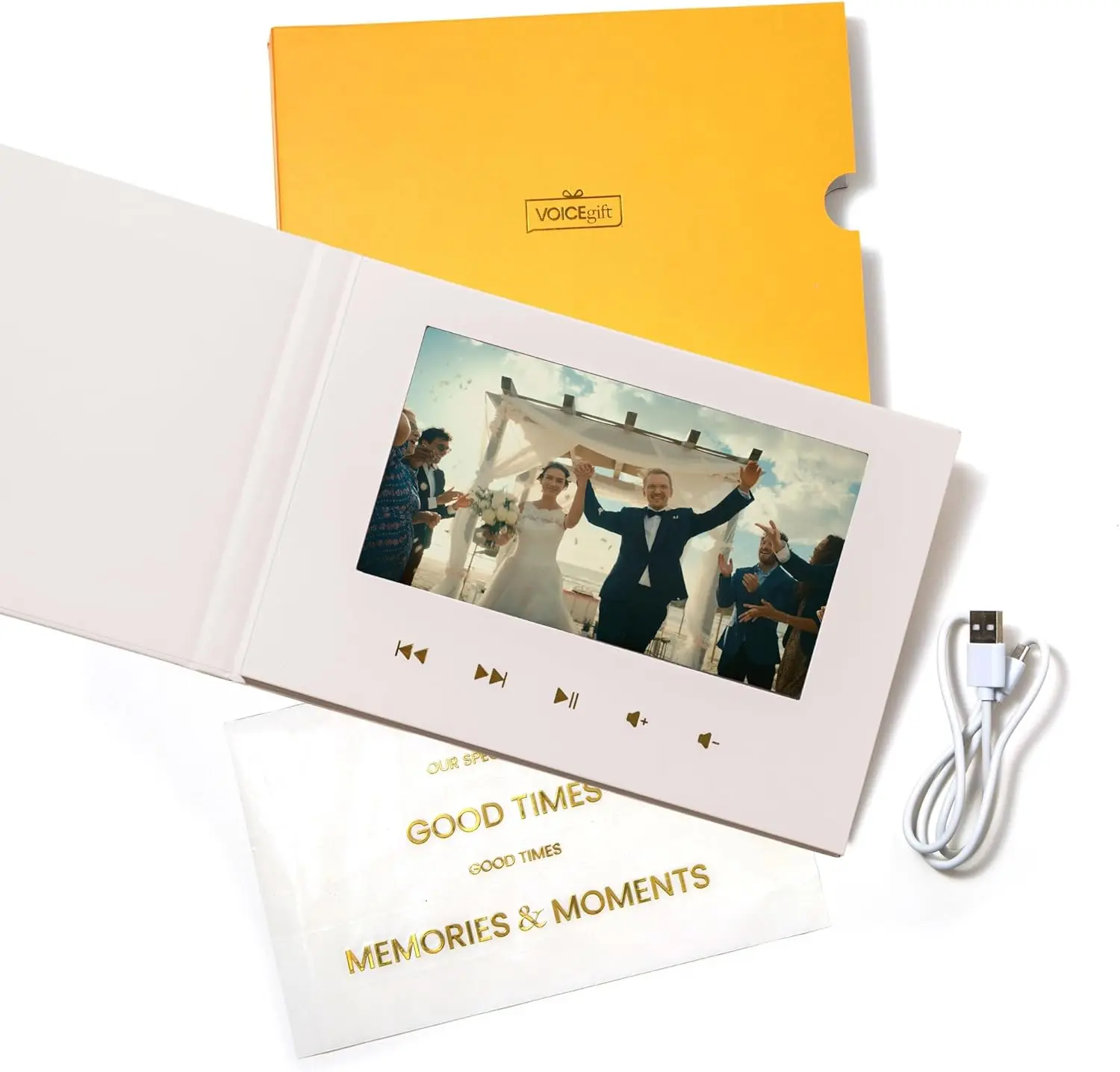 

7-дюймовый HD-фотоальбом с видео и звуком, 8 ГБ памяти, перезаряжаемый через USB, для свадеб и подарков