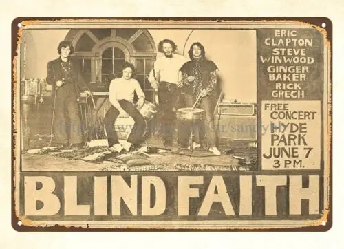 1969 Blind Faith, Eric Clapton, Steve Winwood Mini Concert Poster metal tin sign