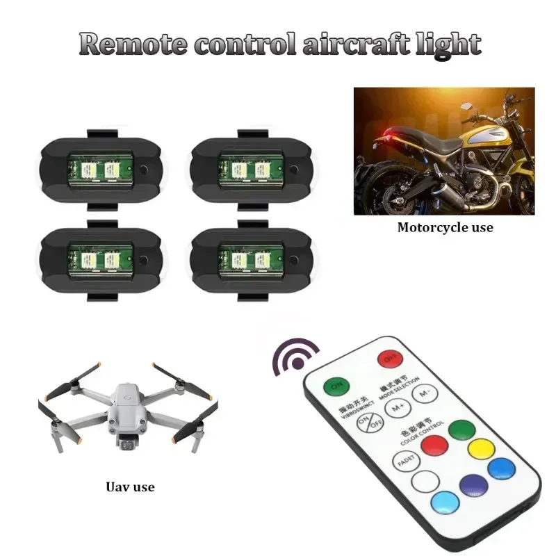 Motorcycle Led Mini Signal Light Drone Strobe Light 7Colors Turn Signal LED for Car Bike Vibration Sensor with Remote Control