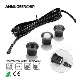 Nový mini LED senzor osvětlení skříňky 12V 24V dotykový/ruční spínač/PIR pohyb/zapnutí/vypnutí dveří kuchyňské skříňky ovládání lampy odnímatelné 10 nejlepší prodej spínač osvětlení dveří skříňky - №4