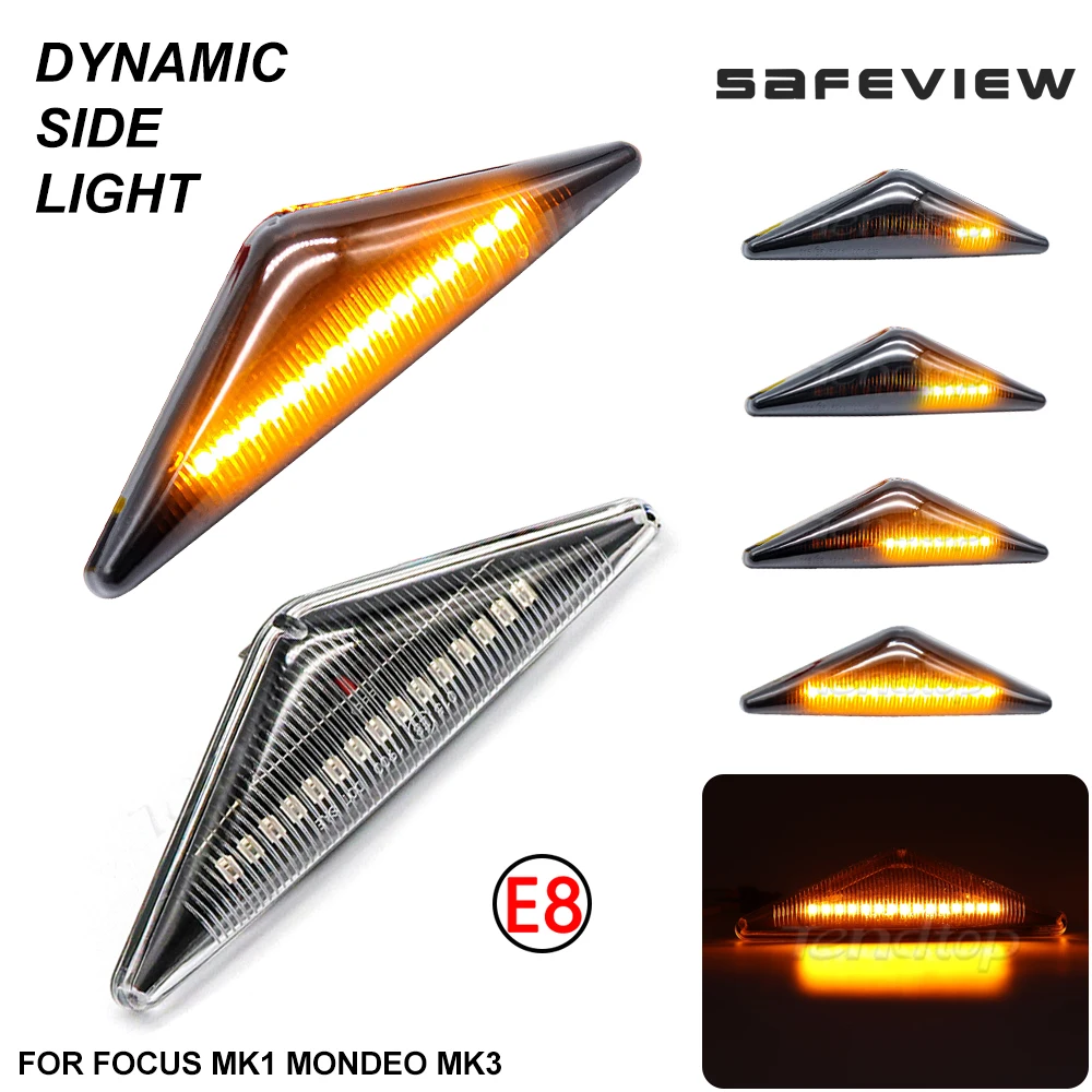 2Pcs LED Dynamic Flashing Turn Signal Light Side Marker Indicator Blinker For Ford Focus MK1 1998-2004 Mondeo MK3 Falcon FG XR6