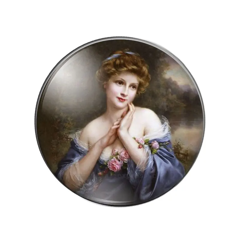 Retro Girls Women Canvas Art Patterns 12mm/16mm/18mm/25mm Round photo glass cabochon demo flat back Making findings