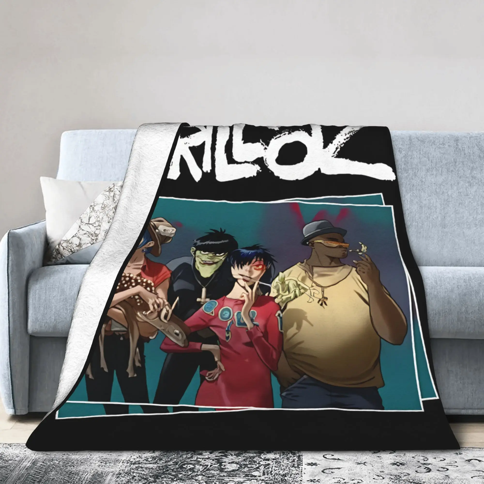 Punk Band Gorillaz Dekens Fleece Zomer Airconditioning Multifunctioneel Super Warm Gooi Dekens voor Beddengoed Autotijt Stuk
