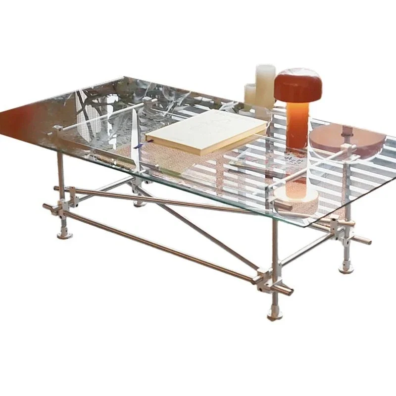

ins light luxury transparent table glass table modern simple square edge small apartment household