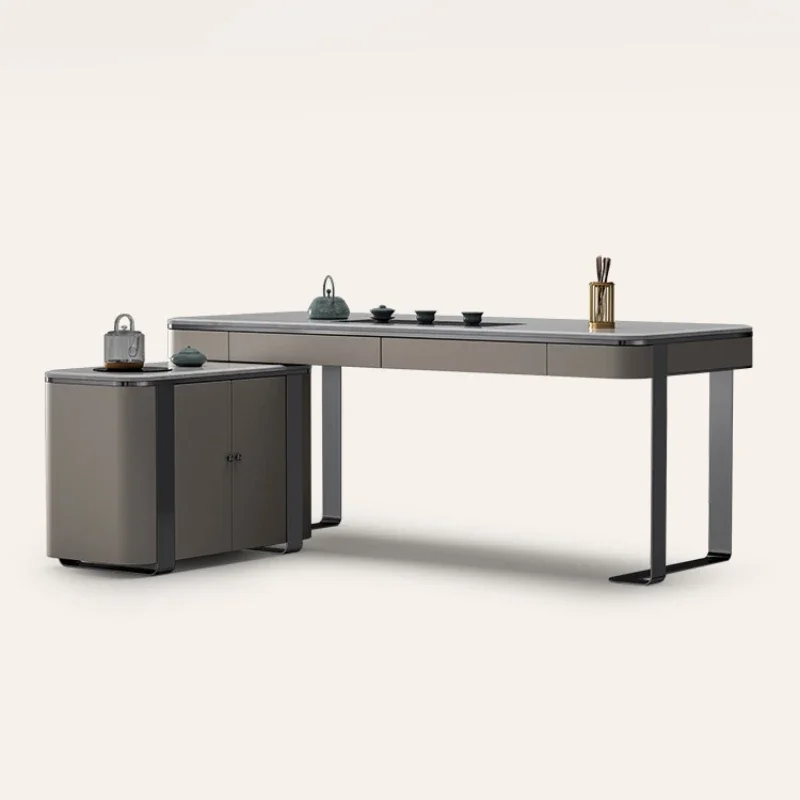 

Light Luxury Tea Table Kung Fu Natural Marble Advanced Sense Whole House Matching Table-Chair Set