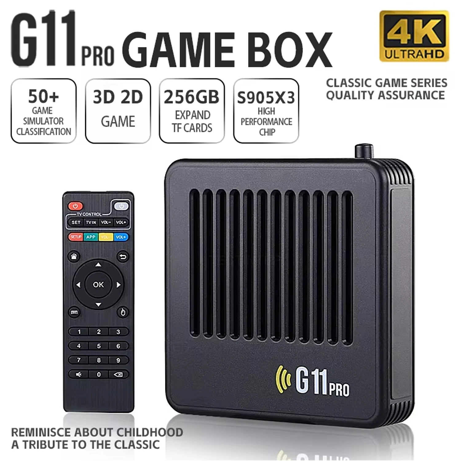 G11 Pro Game Box Built in 40000+ Retro Games 4K HD TV Game Stick Video Game Console 128G  Portable Game Player Wireless Gamepad