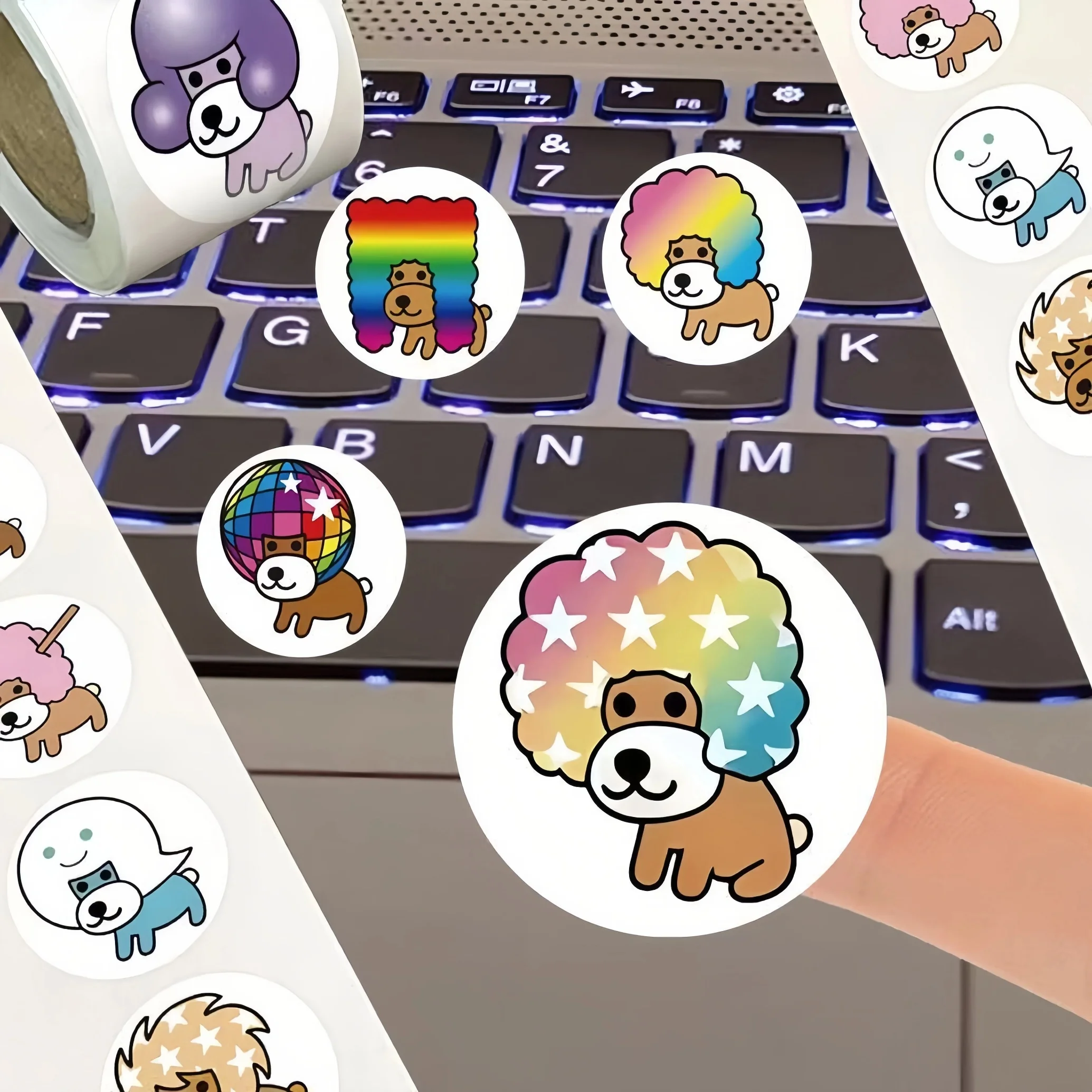 500Pcs Roll Self‑Adhesive Disco Dog Labels for DIY Scrapbook Packaging Party Stationery Luggage Decor 2cm/0.79inch view 3