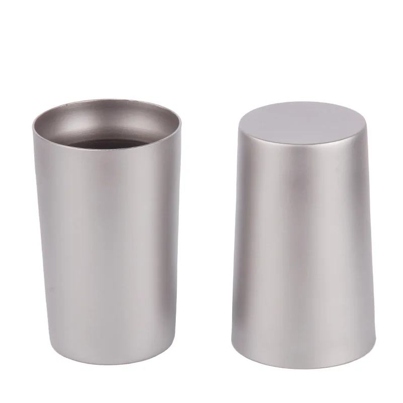 Pure Titanium Double Wall Water Mugs Titanium Lid With Folding Handles Drinkware Outdoor Camping Cup Ultralight Travel Mug