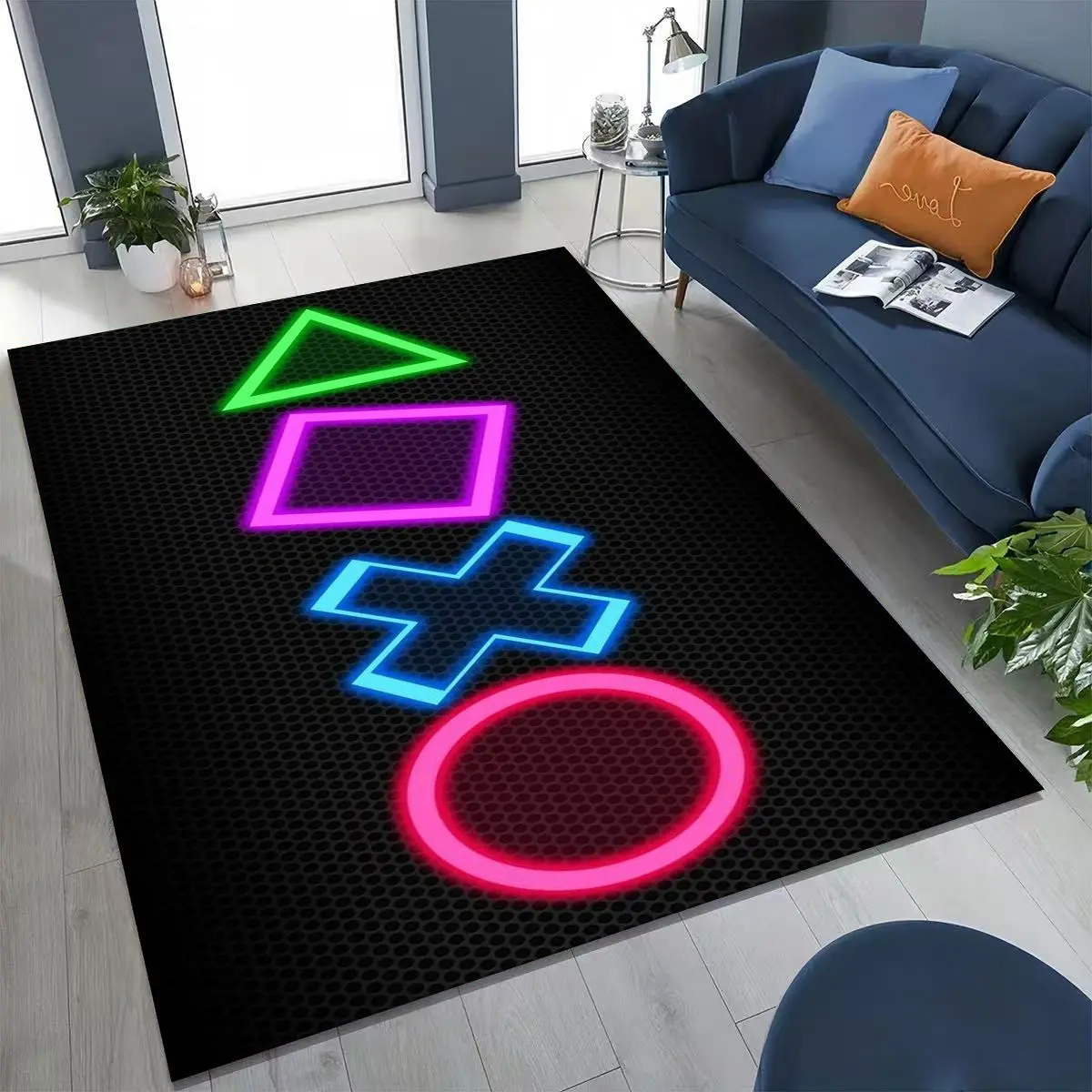 Gamer Zone Game Controller Cartoon Playroom Rug for Bedroom Living Room Sofa Home Doormat Decor, Non-slip Floor Mat