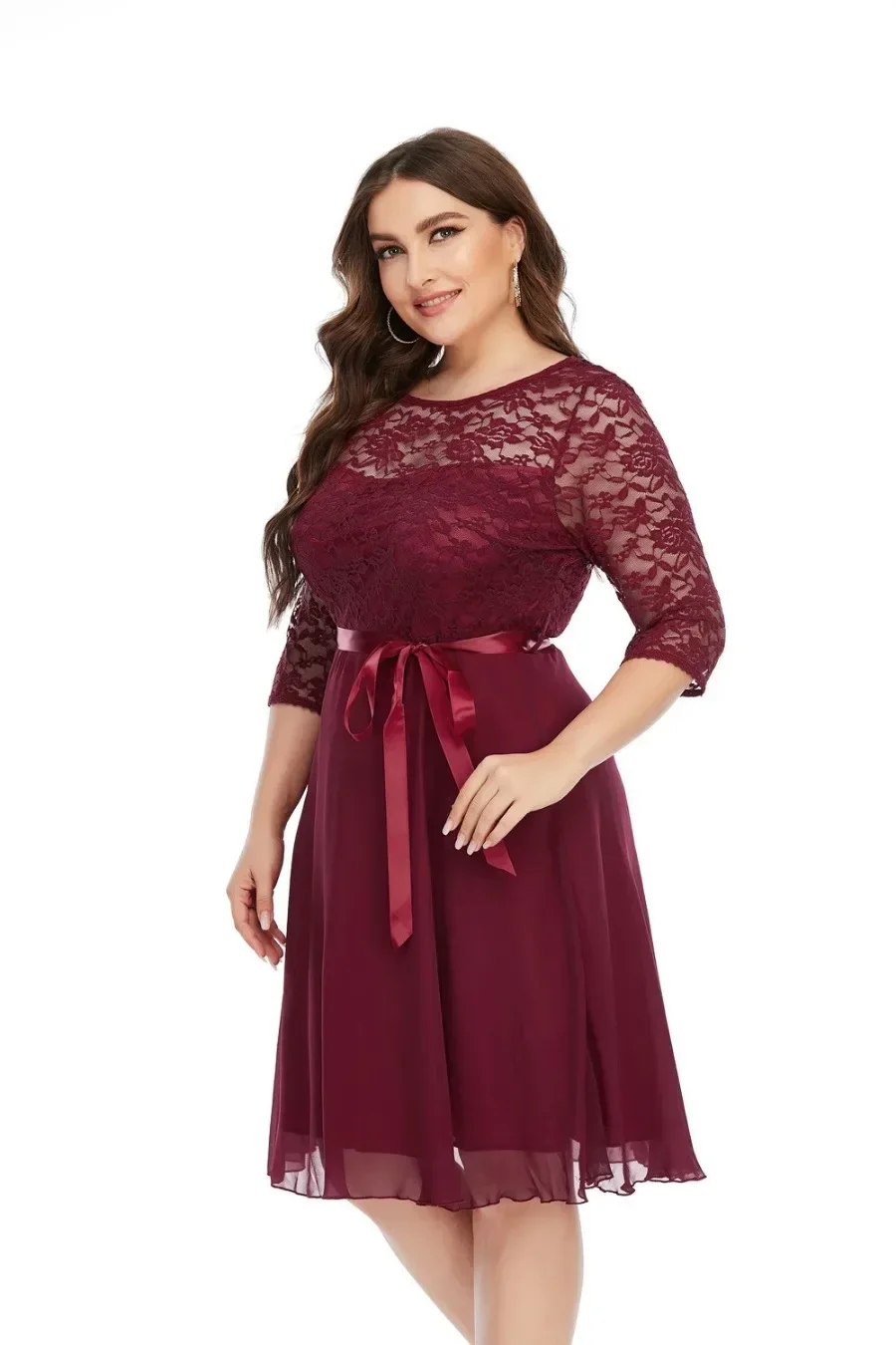 Plus Size Fashional Lace Chiffon Party Evening Formal Dresses For Women