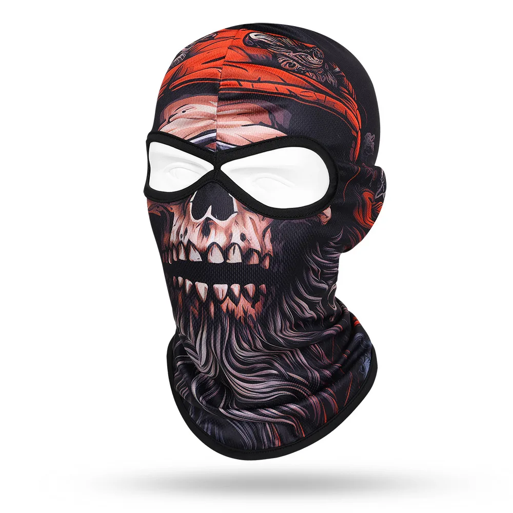 2 Holes Beard Men Balaclava Skull Full Face Cover Breathable Motorcycle Headgear Outdoor Hiking Hunting Cycling Masks Hood Caps view 5