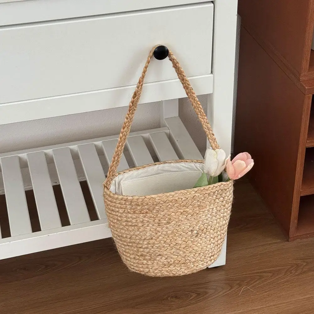 korean-style-large-capacity-single-shoulder-straw-woven-bucket-bag-zipper-closure-vintage-handbag-vacation-beach-bag