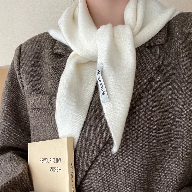 

Winter Korea Knitted Triangle Scarf Wool Warm Shawl Scarf Women Neck Protection Smallscarf Cashmere Scarf