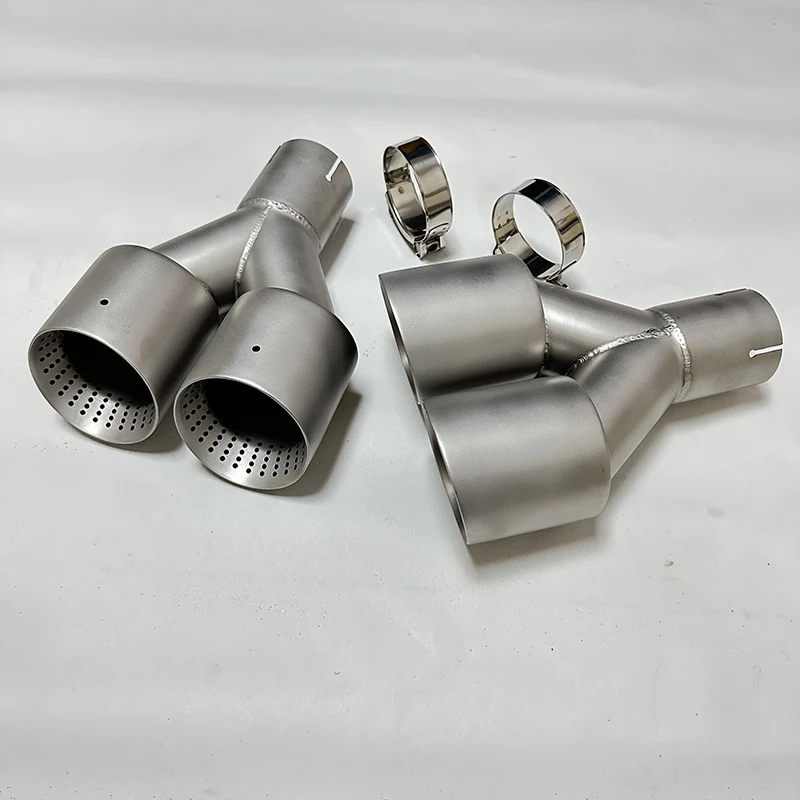 1pcs car accessories Exhaust pipe Stainless steel sandblasted tail throat silencer Y type double outlet flush large caliber
