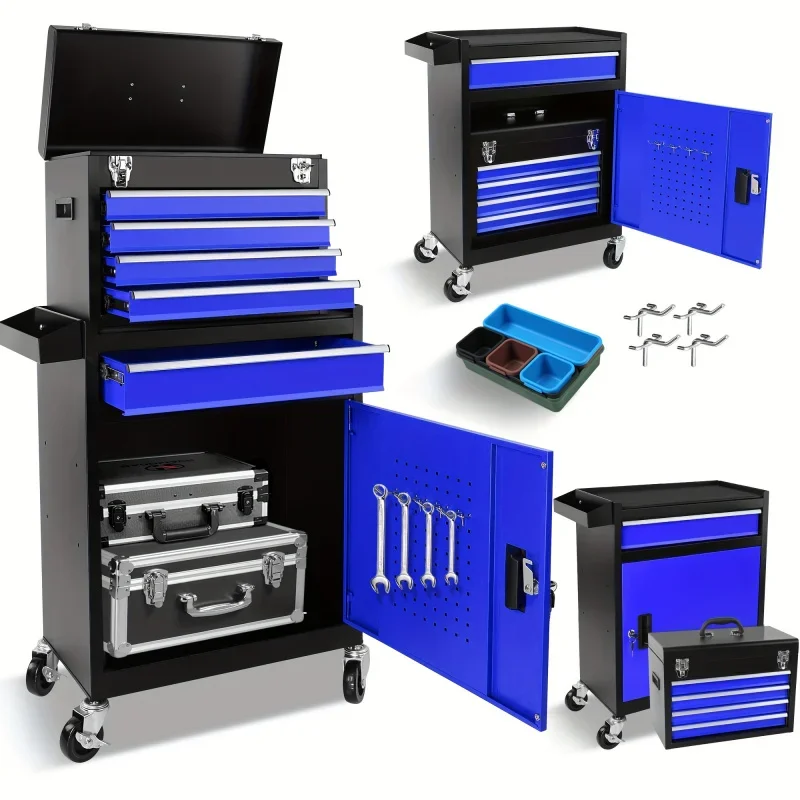 5-Drawer High Capacity Rolling Tool Chest with Lockable Wheels, Anti-Slip Liner, and Detachable Tool Box Organizer