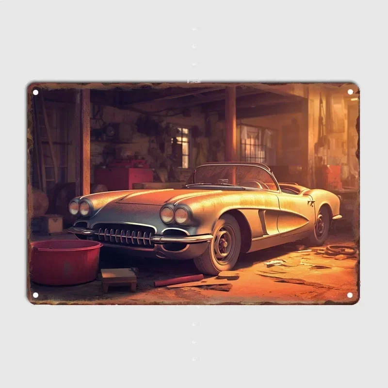 Metal Signs Vintage Home Decor Items Tin Plaque Retro Chevrolet Corvette Cabrio Decoration Wall Garage Cafe Bar Decoration Art